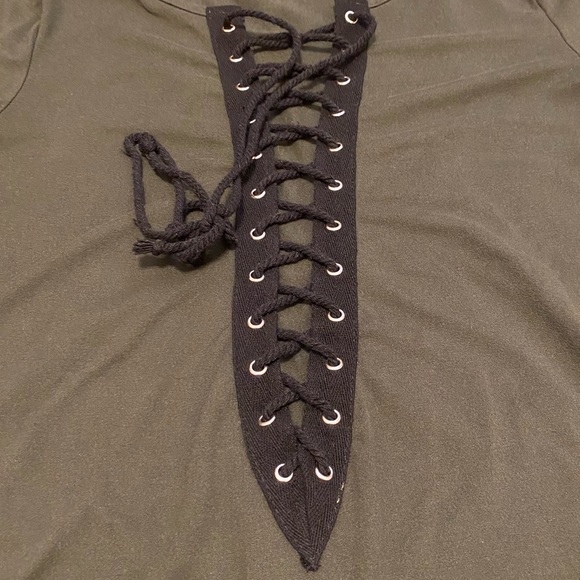 Fashion Nova Olive Green Lace Up Bodysuit - Picture 4 of 6